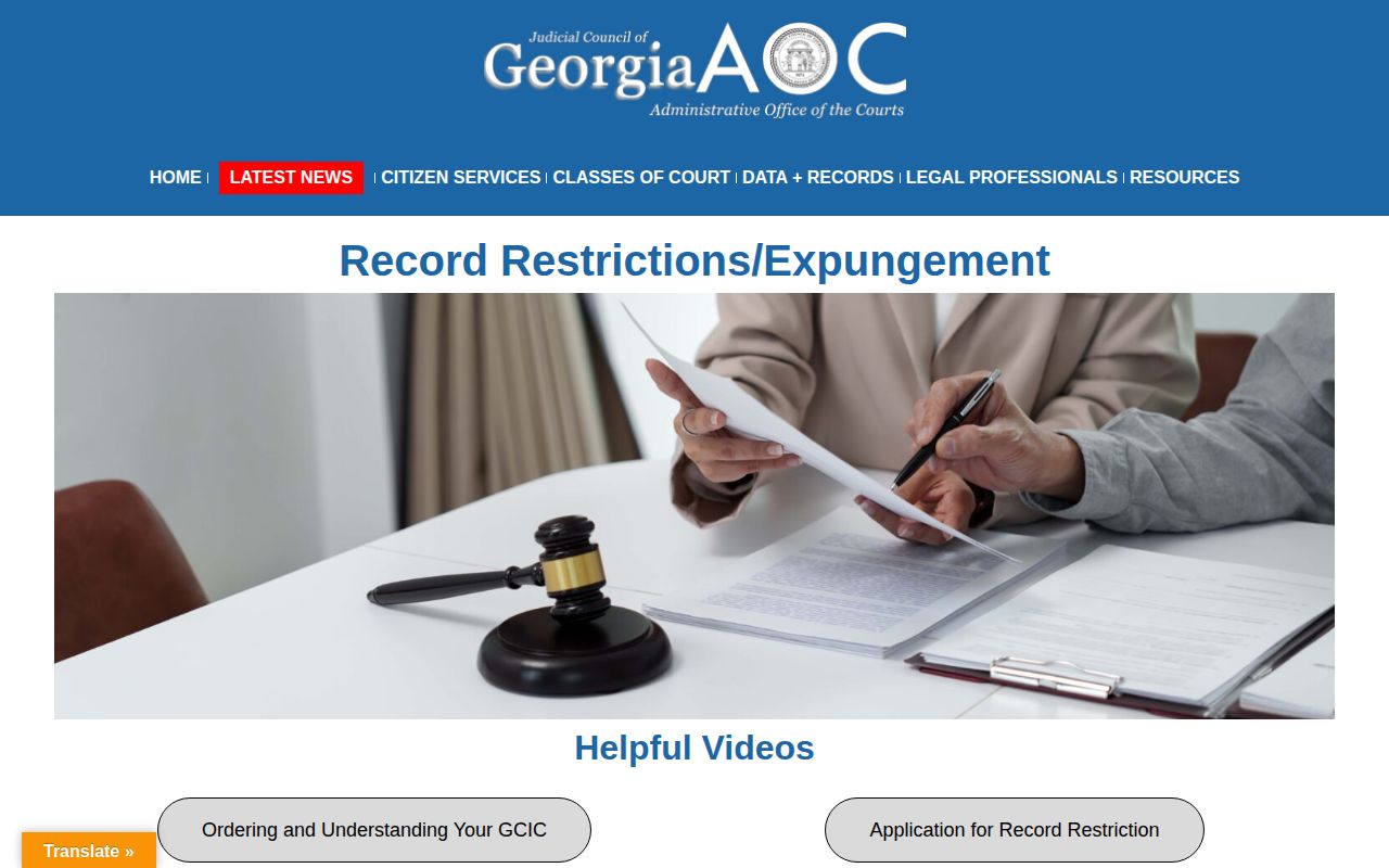 Georgia Courts record restriction and expungement guidance for Franklin County records