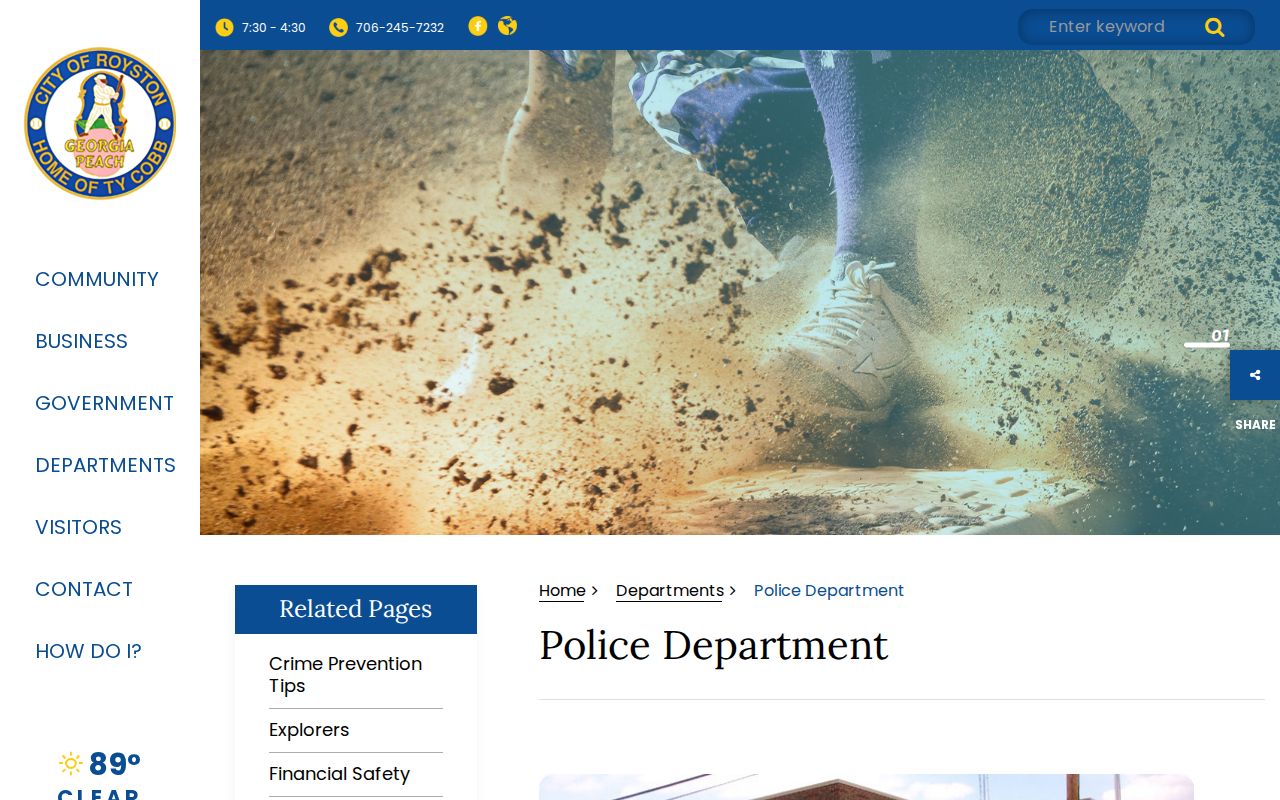 Royston Police Department official page for Franklin County arrest records